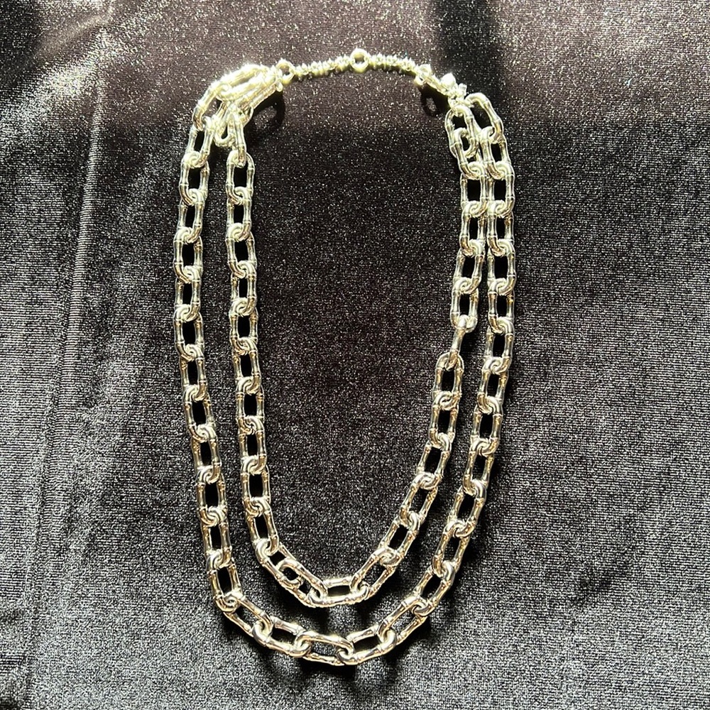Ann Taylor silver double chain necklace.  Never been worn!